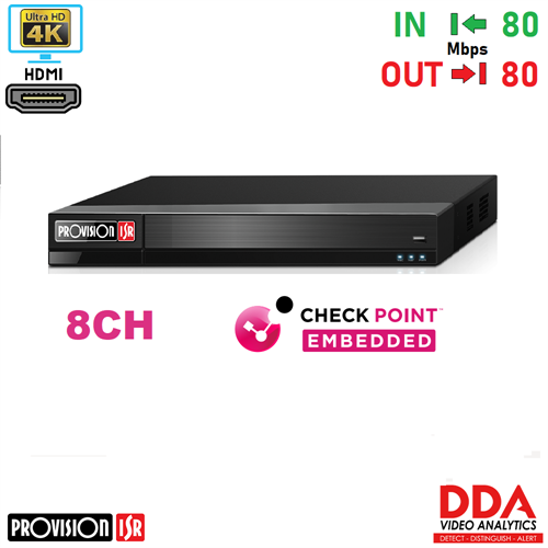 NVR 8CH 80Mbps 8MP HDMI 4k  DDAPRO CHECKPOINT          b04